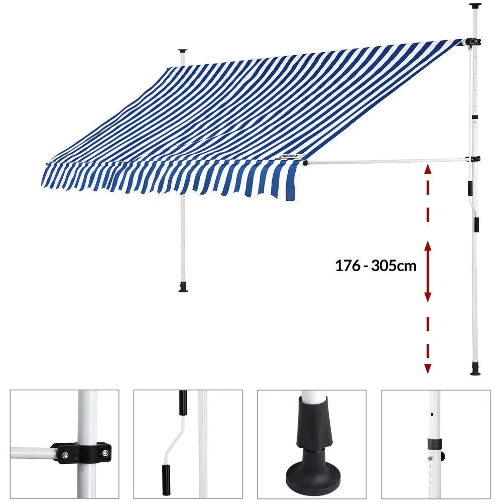 Klemmmarkise blau/weiß 300cm - 0