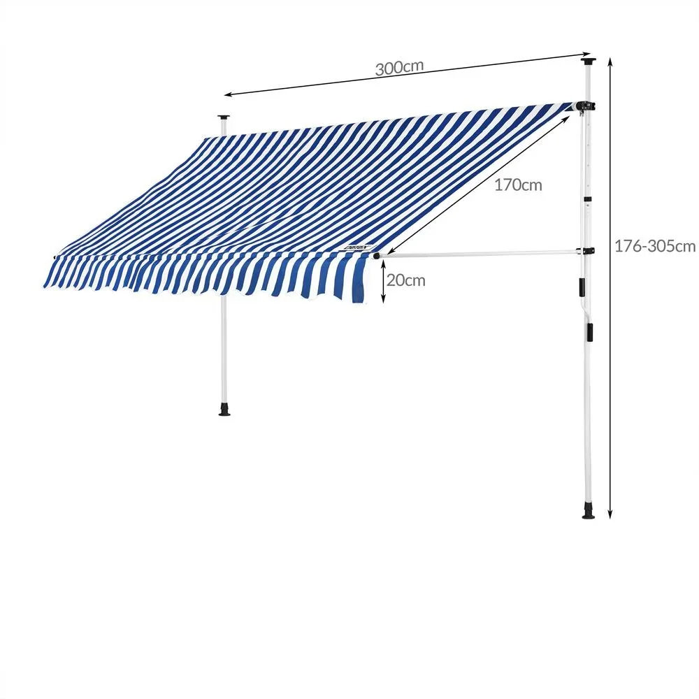 Klemmmarkise blau/weiß 300cm - 2