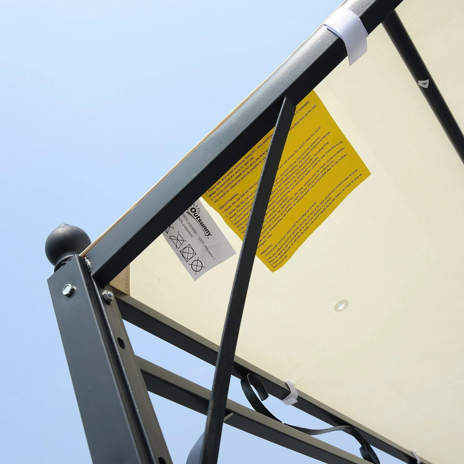 Pergola Terrassenüberdachung Pavillon 297x297cm Metall Creme - 1