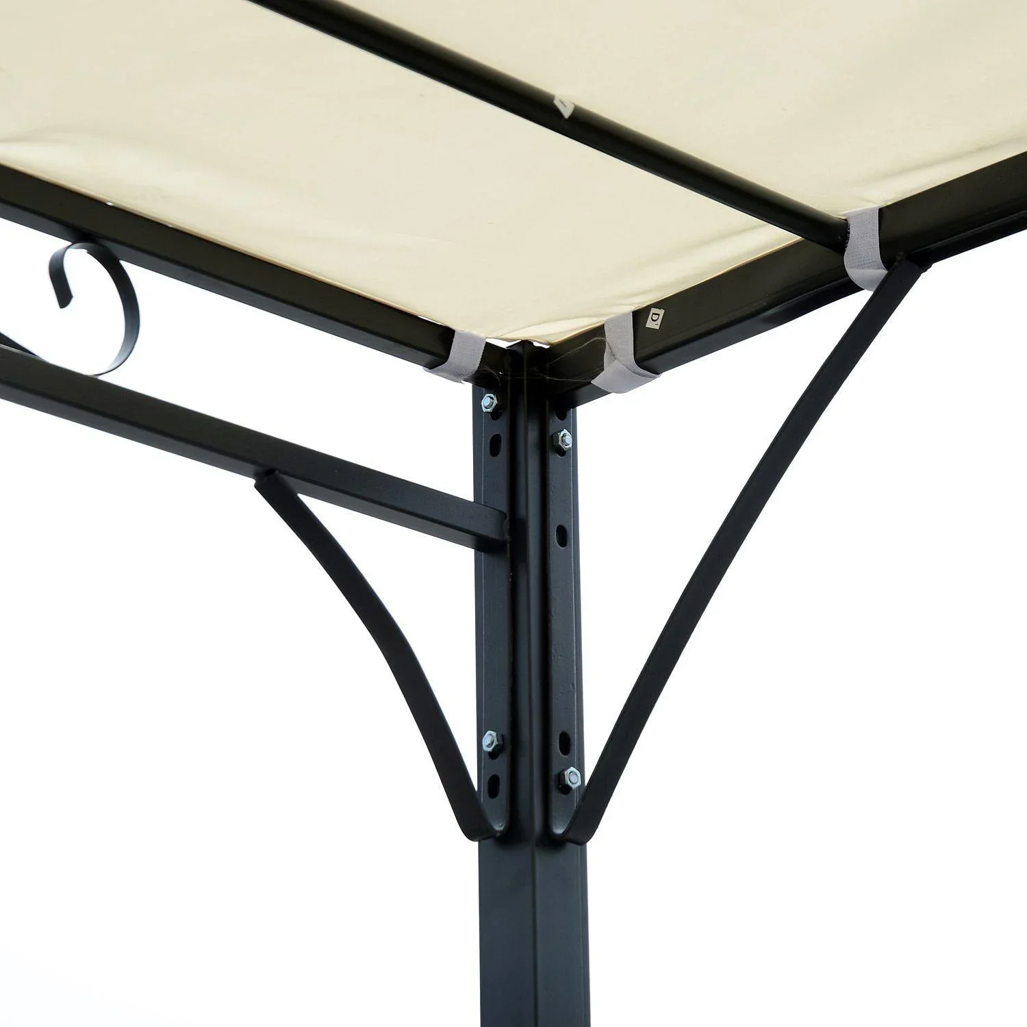 Pergola Terrassenüberdachung Pavillon 297x297cm Metall Creme - 2