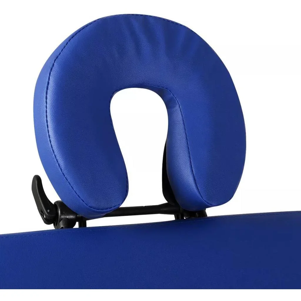 Klappbare Massageliege 3 Zonen mit Holzrahmen (blau) - 0