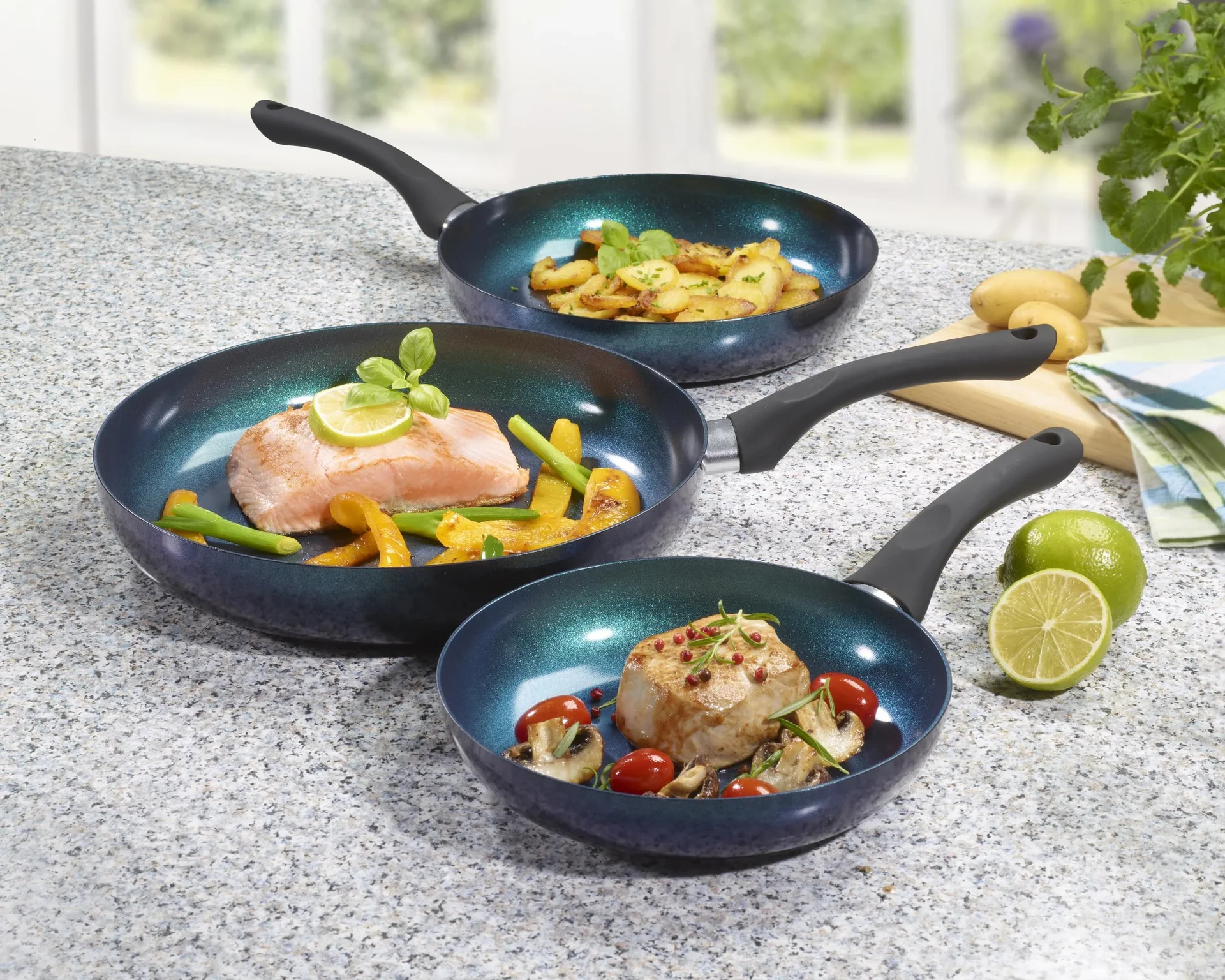 Excellent Pfannen-Set „Meteor“, Ocean Blau-Grün, 3-teilig - 4