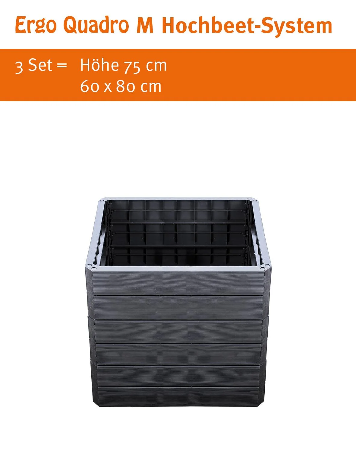 Ergo Quadro M Hochbeetsystem anthrazit, Höhe: 25 cm, 60 x 80 cm - 5