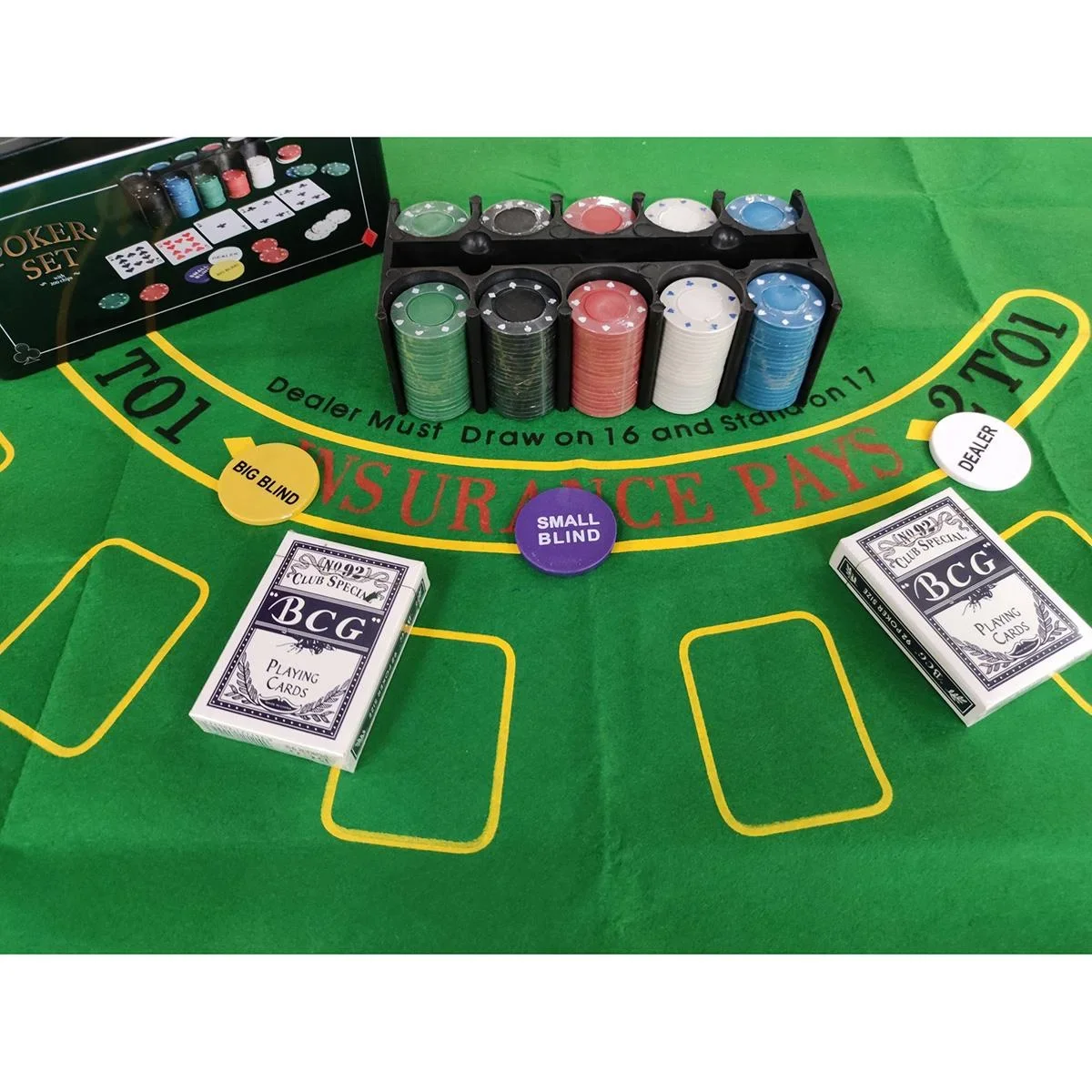 Pokerset INKLUSIVE 200 Chips, Tischtuch, Spielkarten und Aufbewahrungsbox - 0
