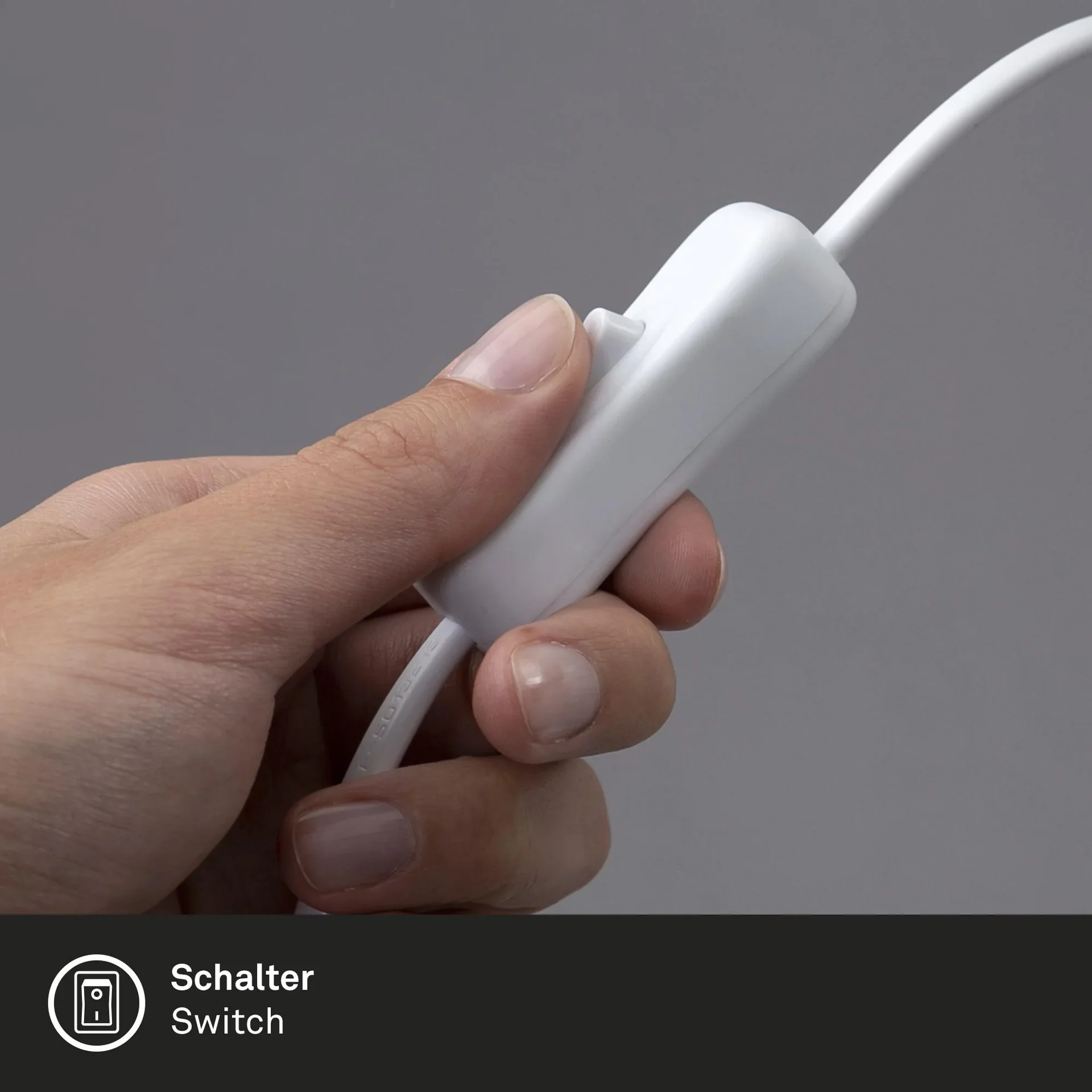 PULU Tischleuchte, Metallsockel weiß, Opal Glas, Kabelschalter, E14 Fassung - 1