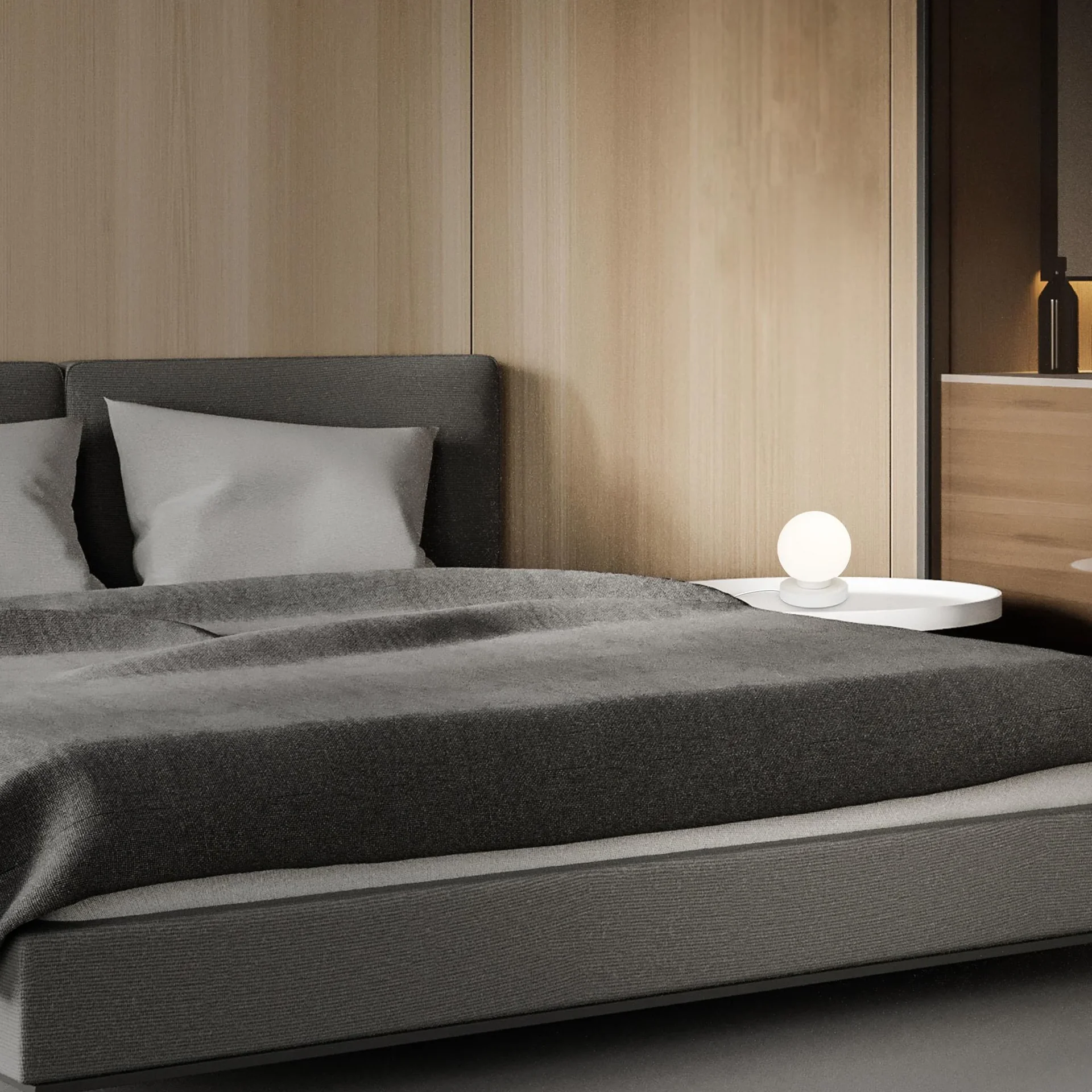 PULU Tischleuchte, Metallsockel weiß, Opal Glas, Kabelschalter, E14 Fassung - 3