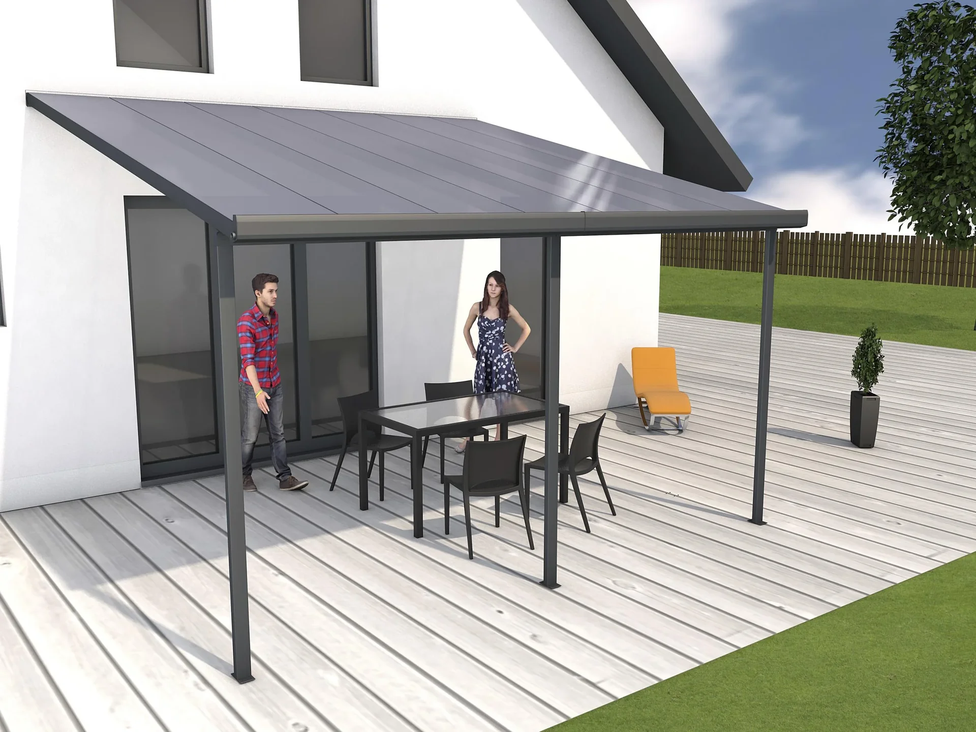 Terrassendach Bausatz, Farbe anthrazit, 4260 x 4060 mm - 4