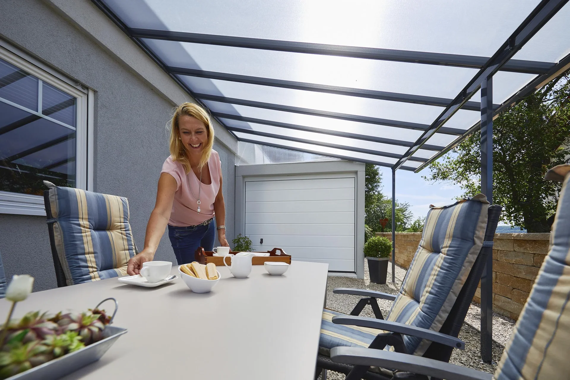 Terrassendach Bausatz, Farbe anthrazit, 4260 x 4060 mm - 6