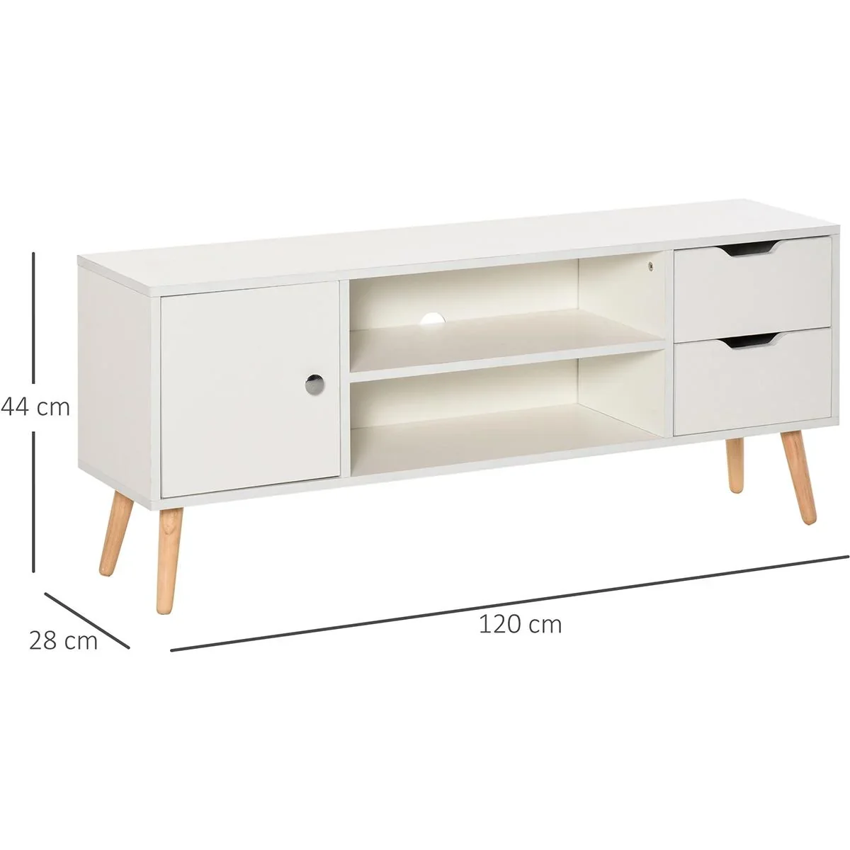 TV Lowboard mit Schubladen weiß - 1
