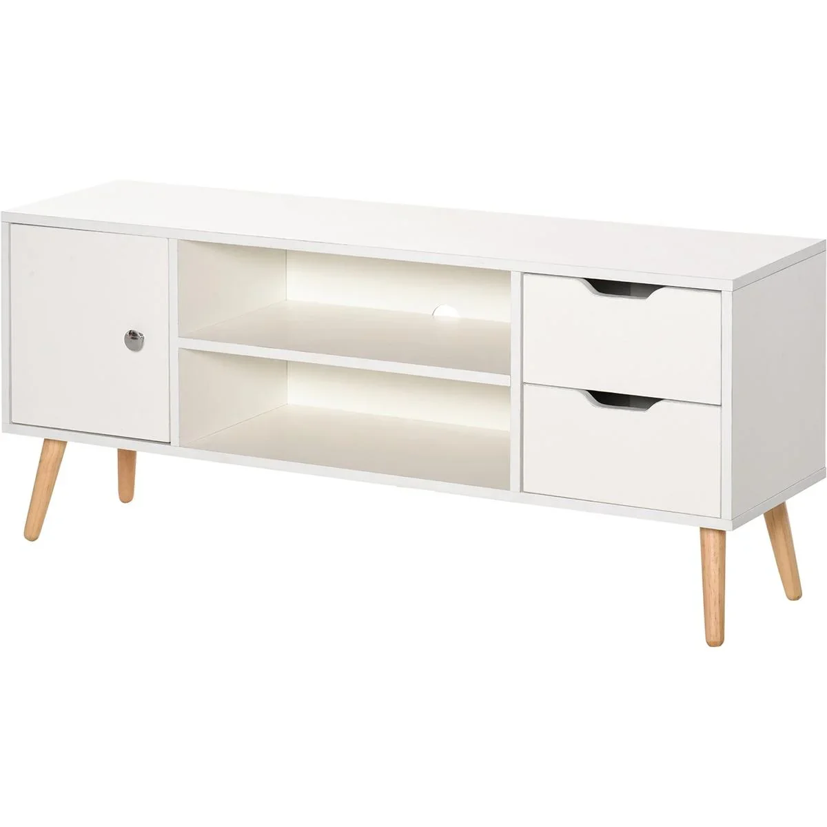 TV Lowboard mit Schubladen weiß - 7