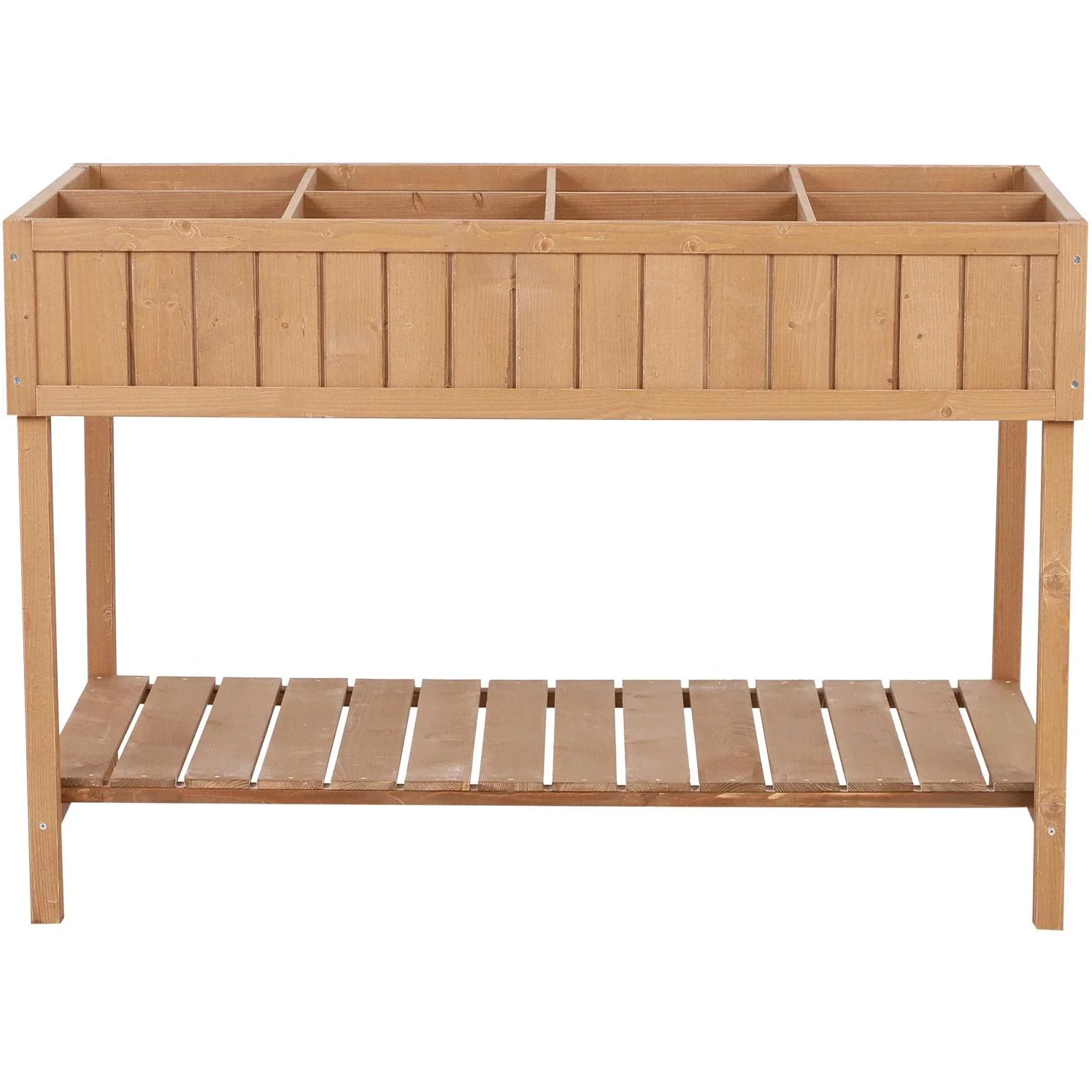 Pflanztisch Hochbeet Blumenkasten Anzuchttisch 8 Fächer mit Abfluss Ablage Tanne Massivholz 120 x 60 x 22 cm - 5