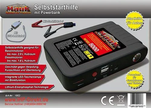 Powerbank mit Starthilfe 8.000 mAh Jumpstart - 0