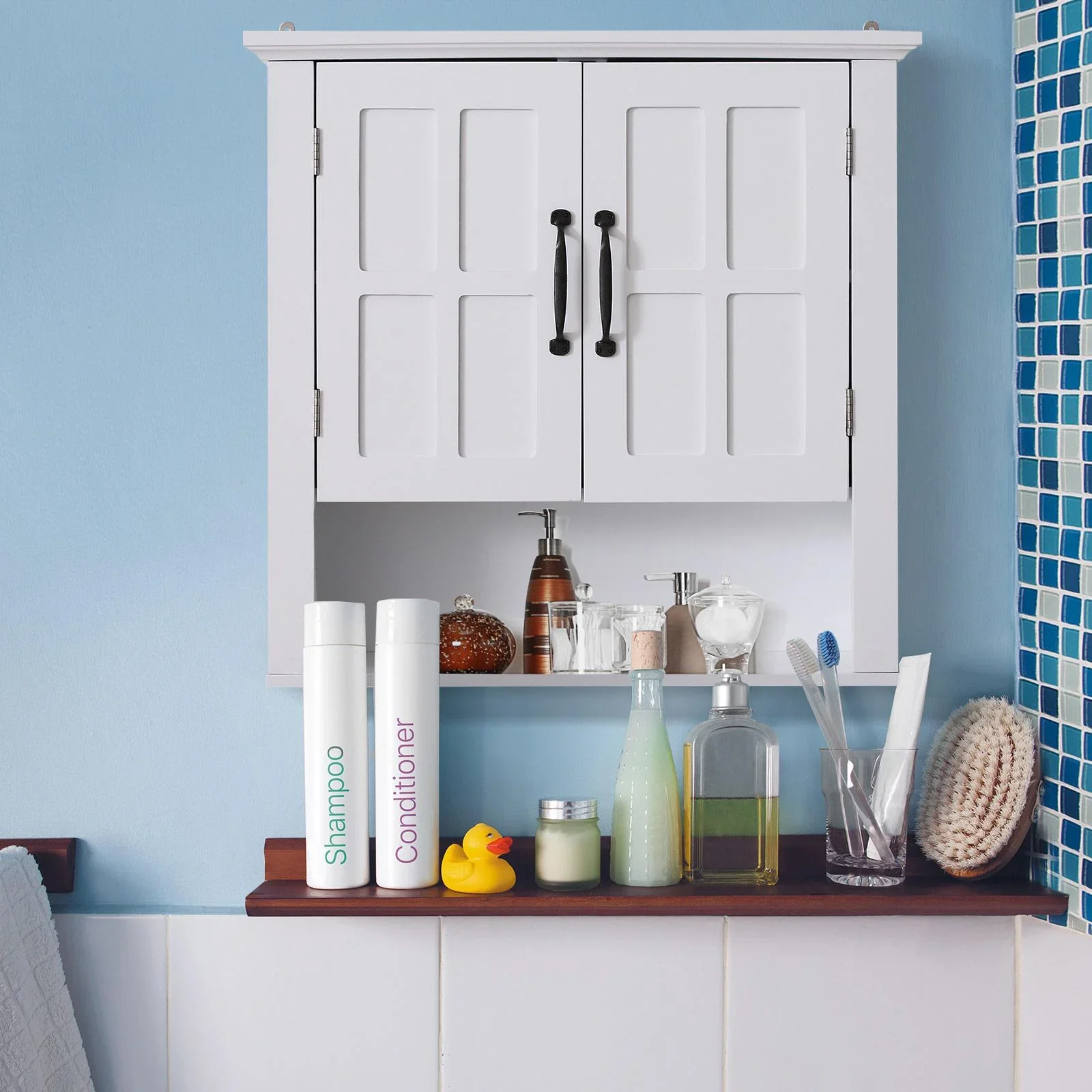 Küchenschrank Hängeschrank Badezimmerschrank Wandschrank Holz Weiß 60 x 19,8 x 58 cm - 2