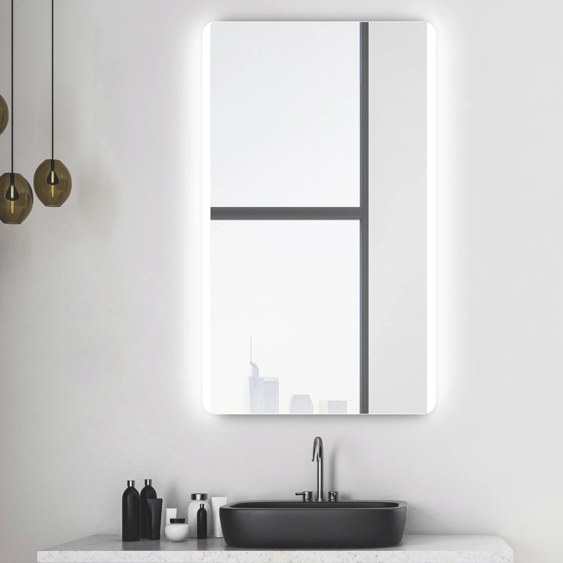 Badspiegel mit Beleuchtung, "Chic" - Badezimmerspiegel 120 x 70 cm - mit hinterleuchtetem Raumlicht - 0