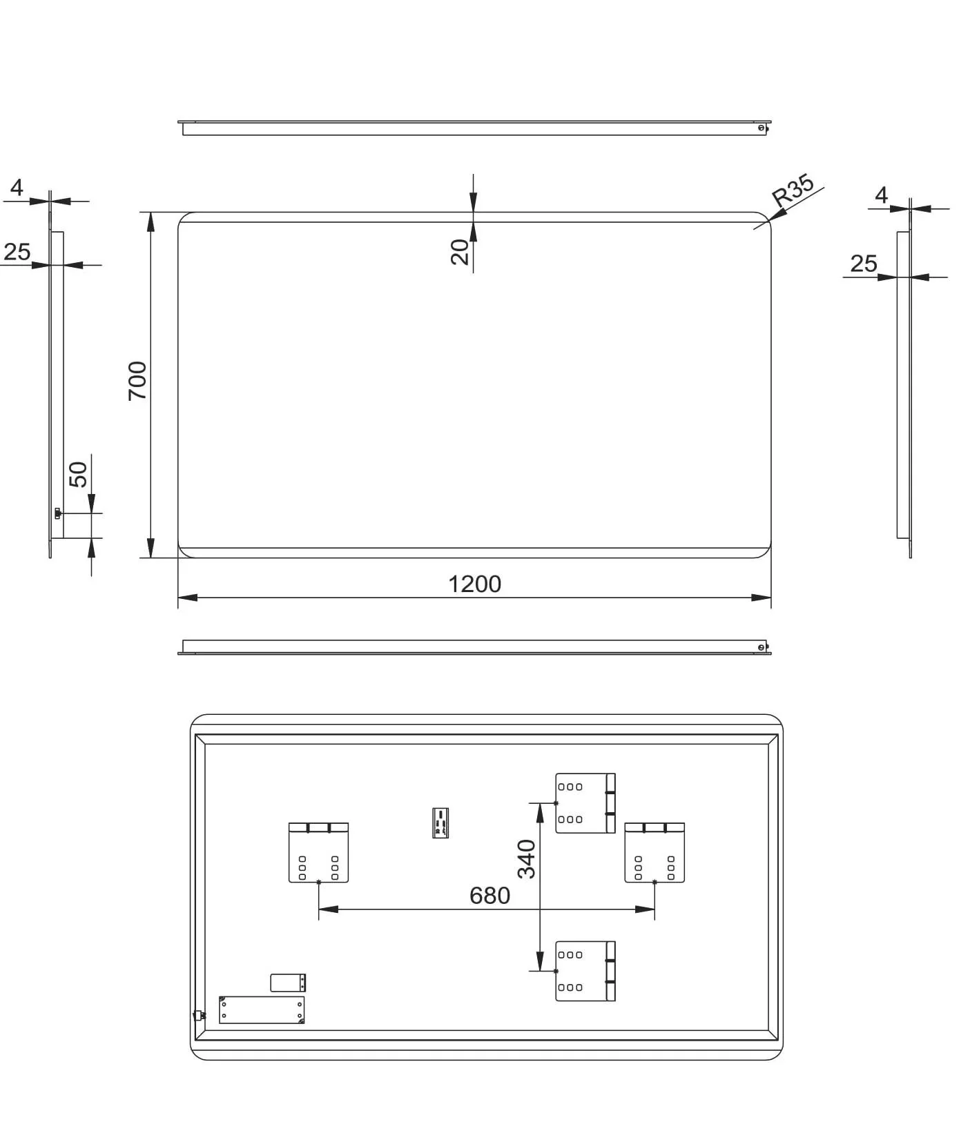 Badspiegel mit Beleuchtung, "Chic" - Badezimmerspiegel 120 x 70 cm - mit hinterleuchtetem Raumlicht - 2