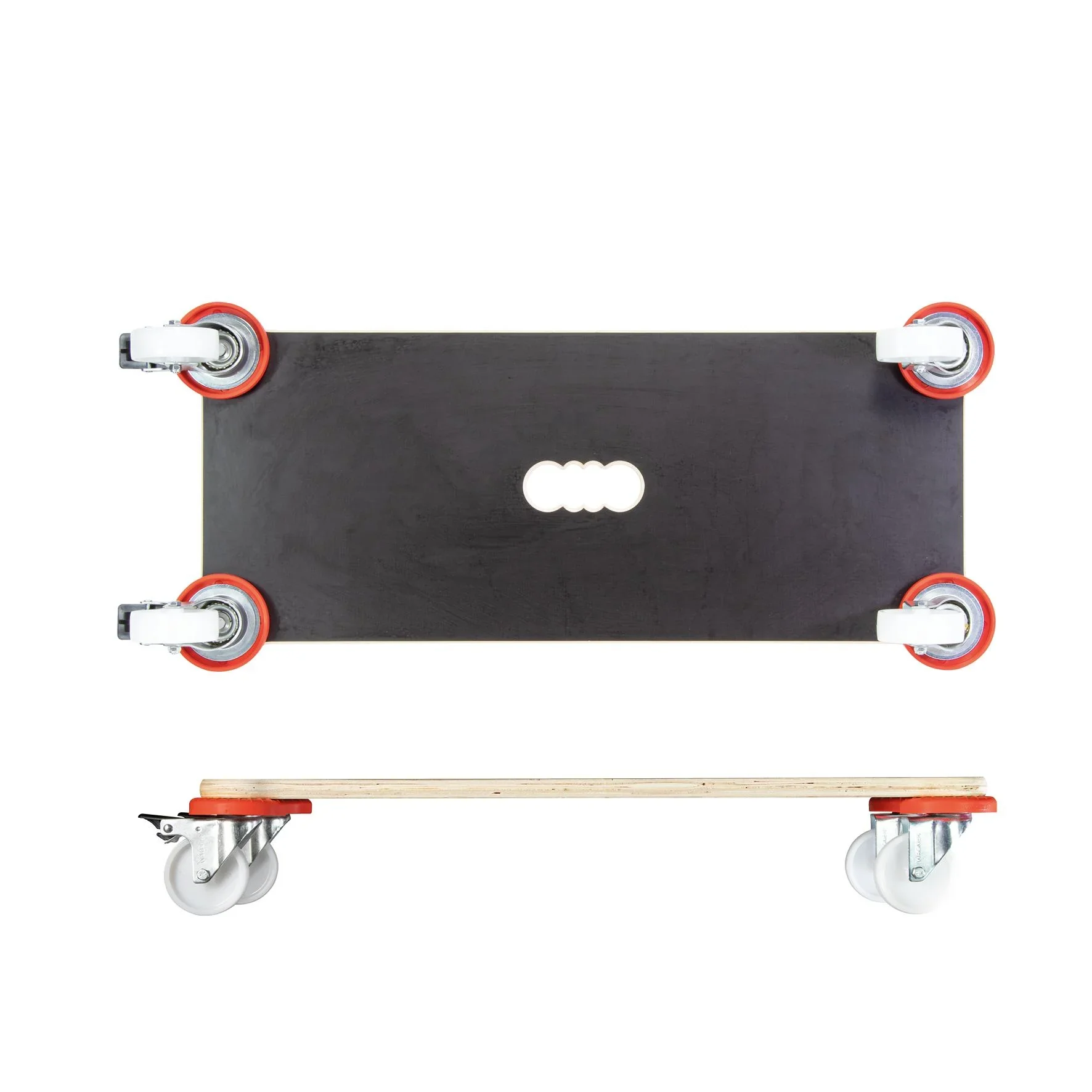 Transporthilfe MM 1365, 71 x 31 x 12,5 cm, harte Rollen Ø 75 mm, Gleitlager, 2 Bremsen, Platte FSC®, Tragkraft 200 kg - 4