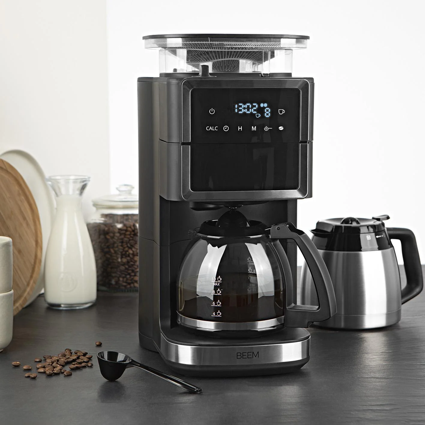 Kaffeemaschine mit Kegel-Mahlwerk "Fresh-Aroma-Perfect III Duo" mit 1,25 l Glaskanne und 1,25 l Thermokanne - 10