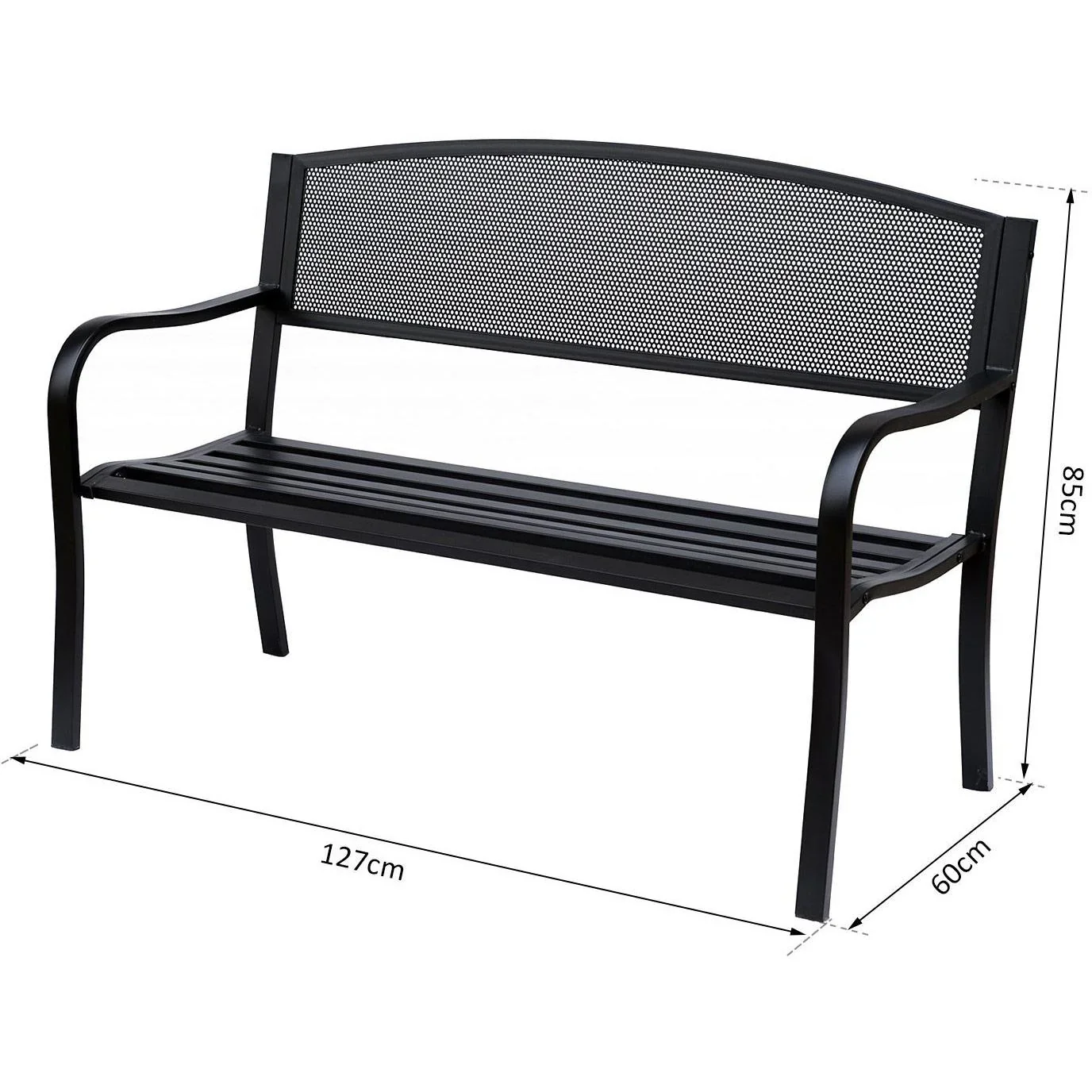 Gartenbank Sitzbank 2-Sitzer Stahl Schwarz - 1