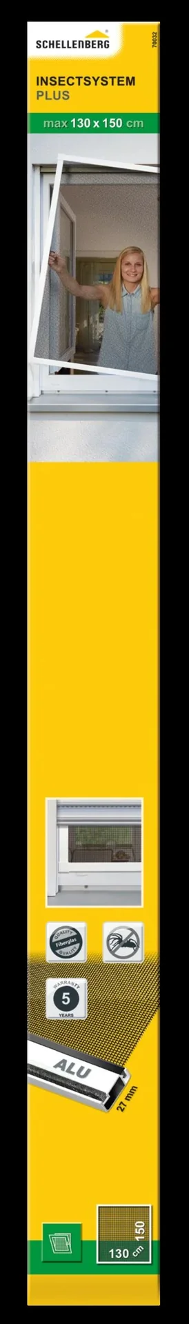 Insektenschutzfenster PLUS mit Alurahmen, Farbe weiß, 130 x 150 cm - 0