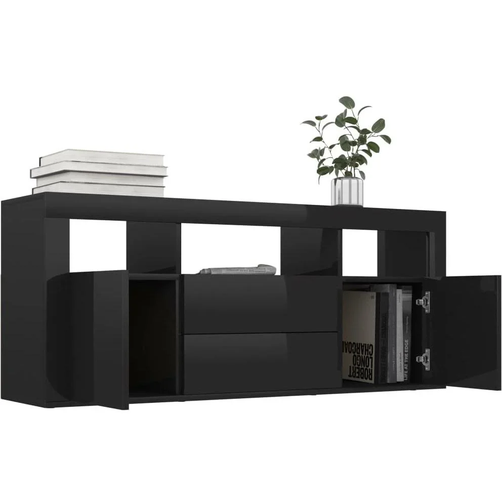 TV-Schrank 120x30x50 cm Spanplatte Hochglanz schwarz - 4