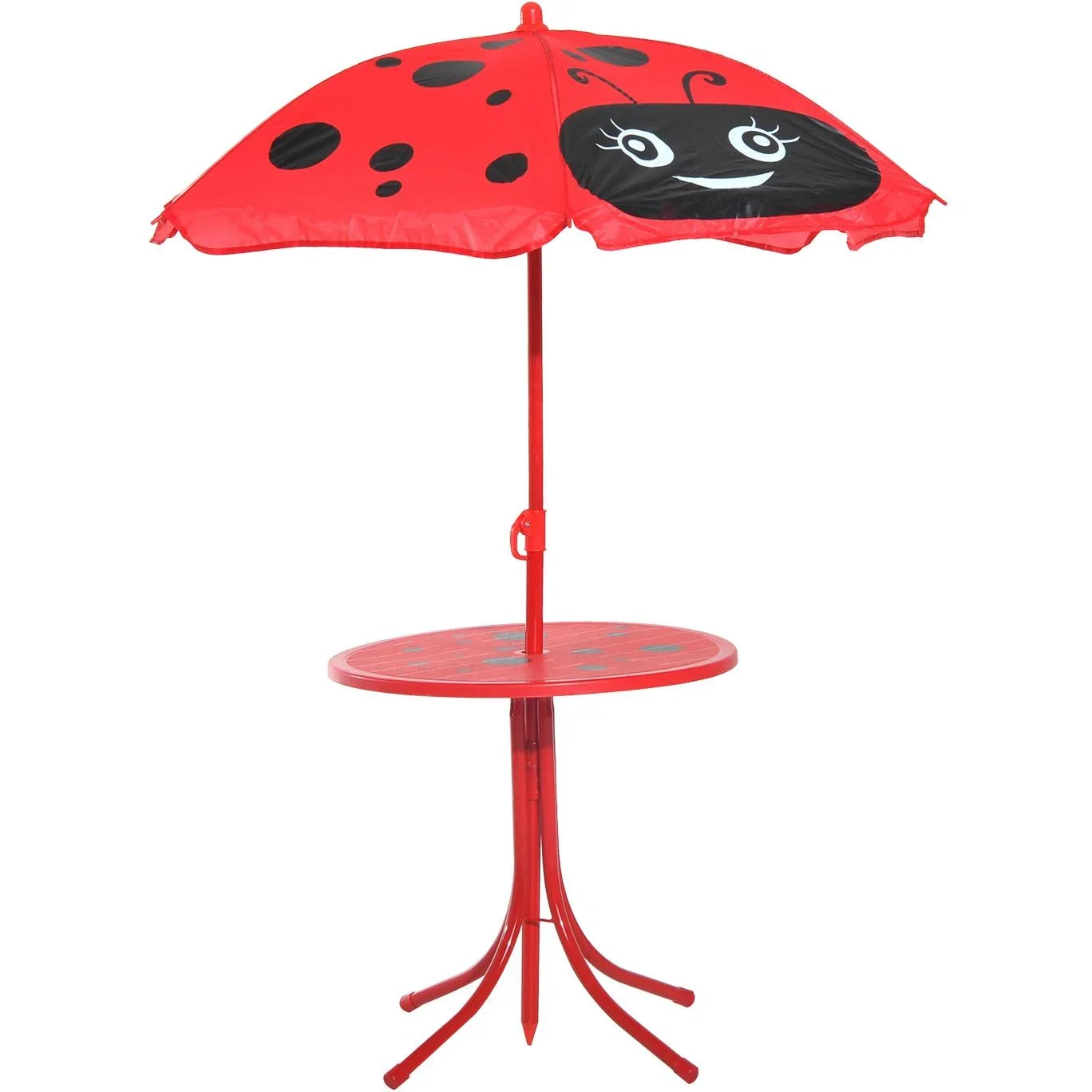 3-tlg, Kindersitzgruppe Sitzgarnitur für Kinder Kindermöbel 1 Sonnenschirm + 1 Tisch + 2 Kinderstühle klappbar Rot - 1