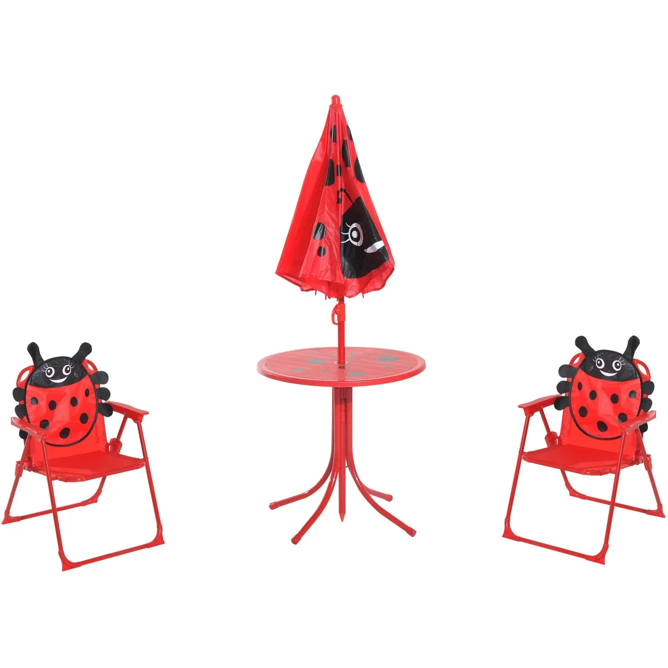 3-tlg, Kindersitzgruppe Sitzgarnitur für Kinder Kindermöbel 1 Sonnenschirm + 1 Tisch + 2 Kinderstühle klappbar Rot - 7
