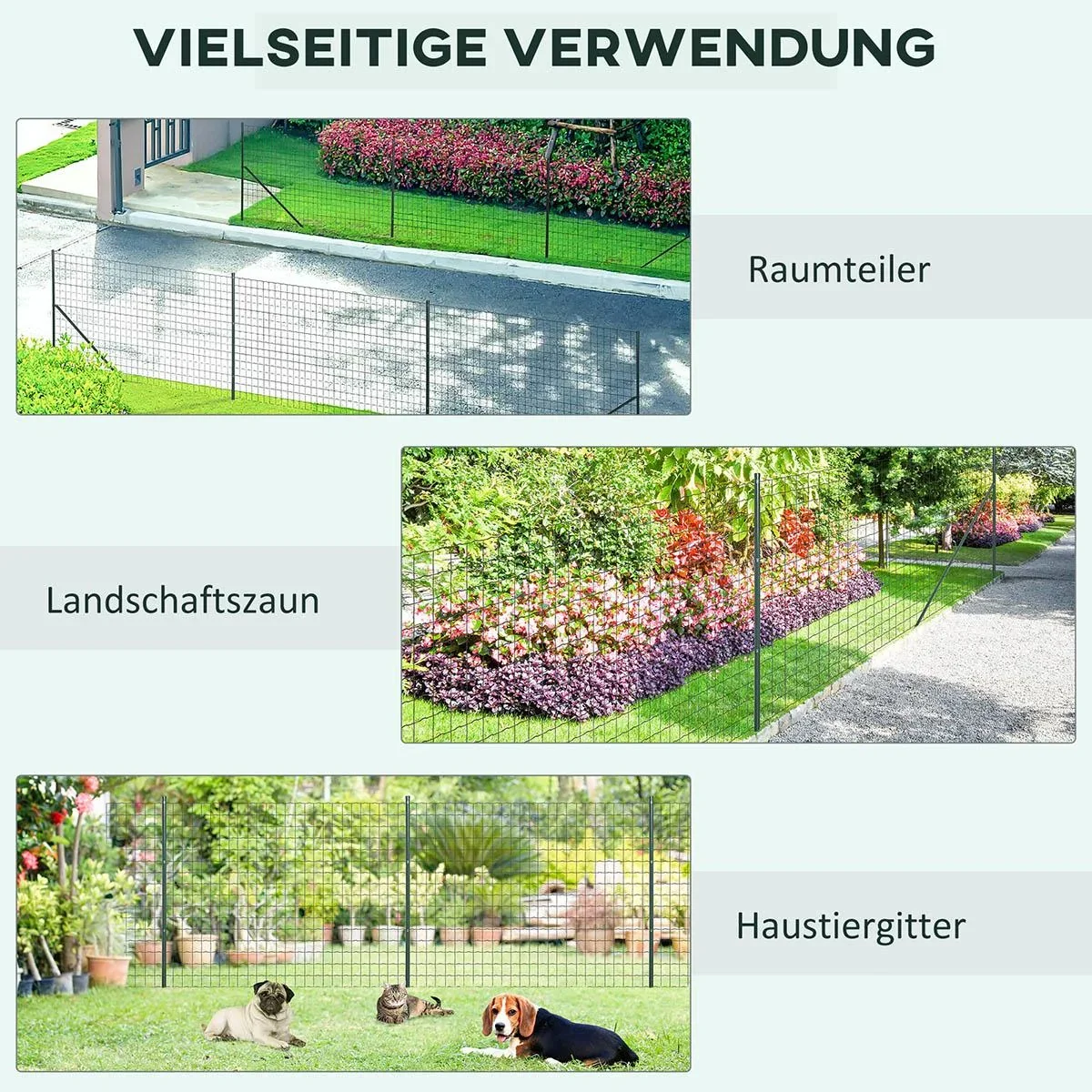 Gartenzaun 10 x 1,5 m Volierendraht Maschendraht Drahtzaun Drahtgitter Gartenzaun Rolle Masche stark Stahl Grün - 1