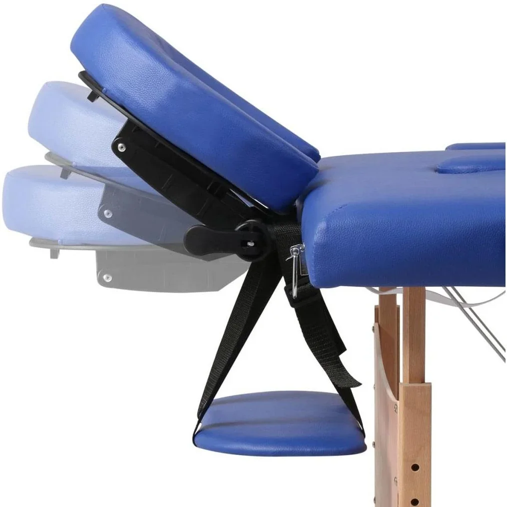 Klappbare Massageliege 2 Zonen mit Holzrahmen (blau) - 1