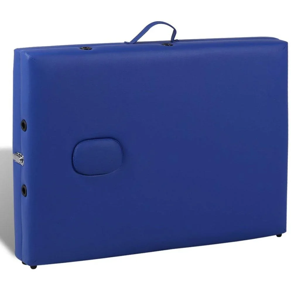 Klappbare Massageliege 2 Zonen mit Holzrahmen (blau) - 2