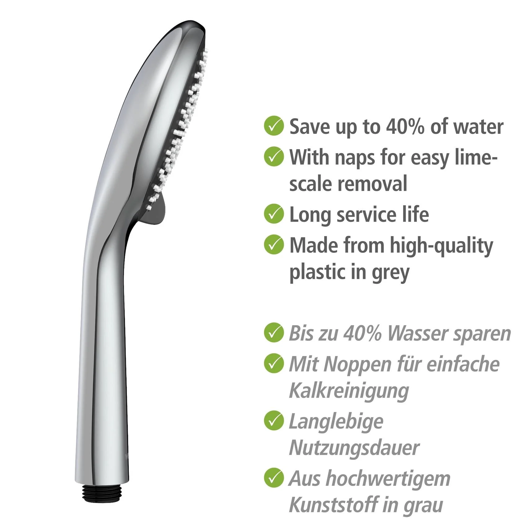 Wasserspar-Brauseset Watersaving Chrom, Länge Stange: 70 cm - 1