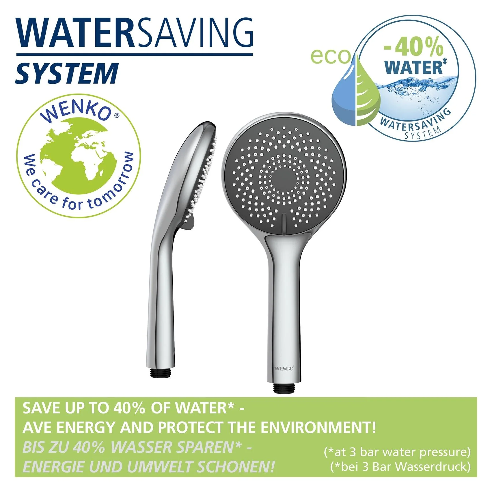 Wasserspar-Brauseset Watersaving Chrom, Länge Stange: 70 cm - 7