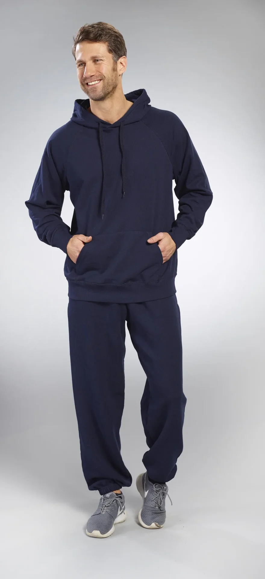 Hoody mit Kängurutasche, Farbe marine, Gr.M - 4