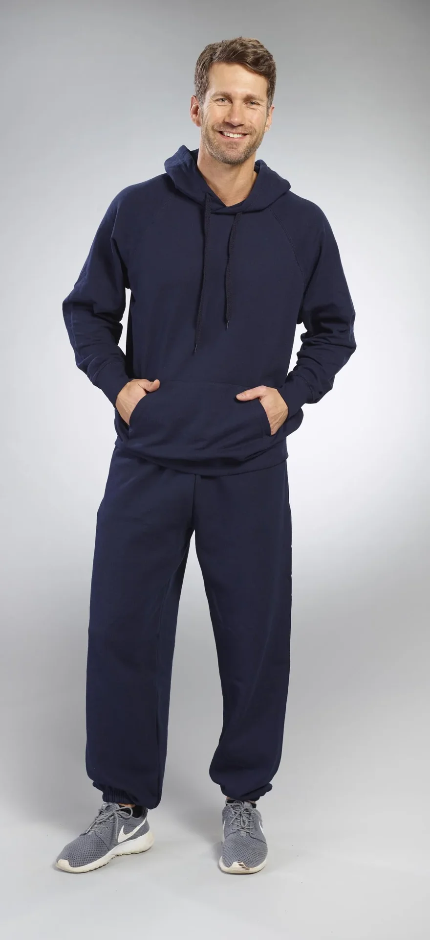 Hoody mit Kängurutasche, Farbe marine, Gr.M - 5