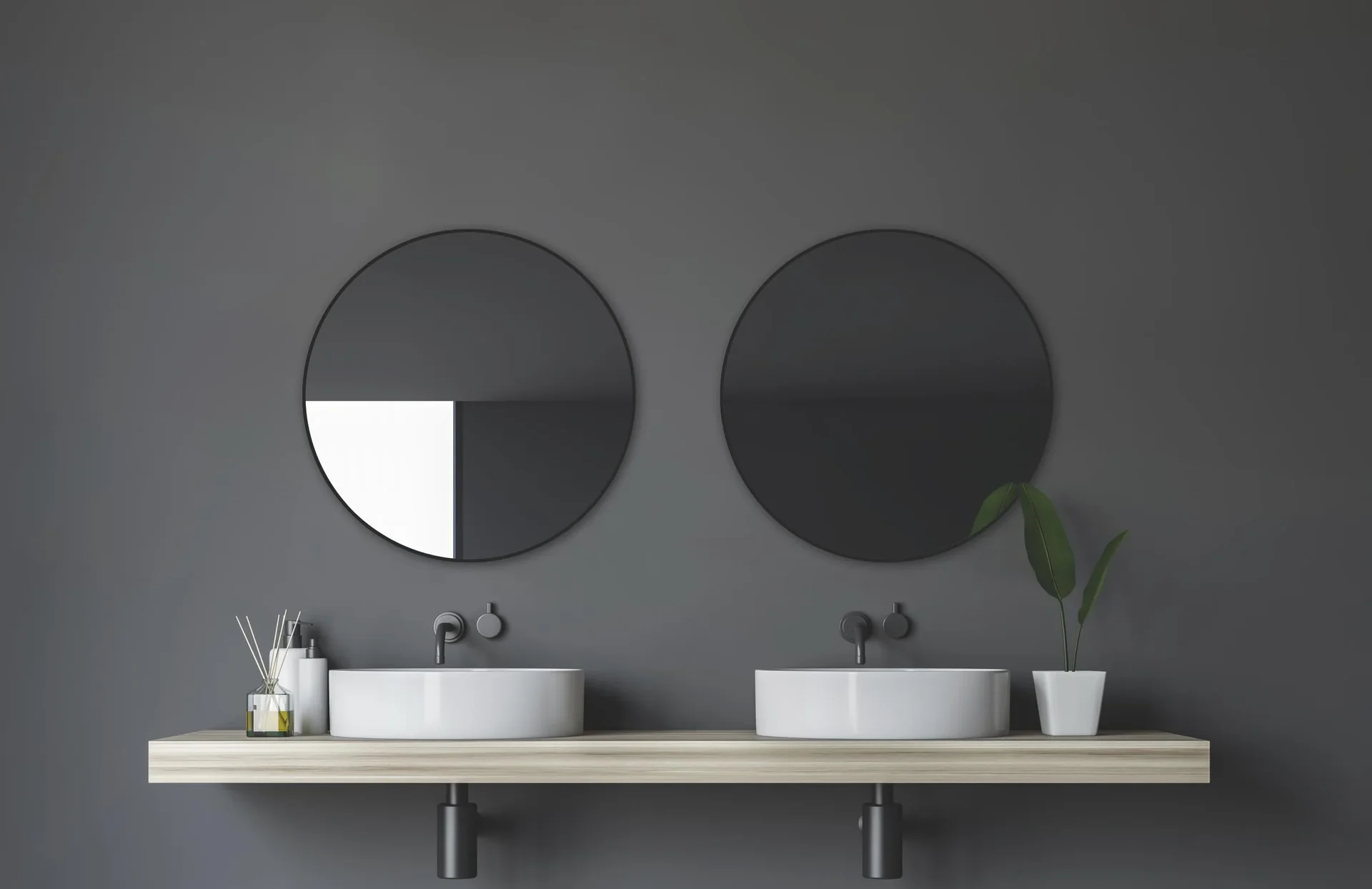 Runder Spiegel "Black Circle" - Spiegel schwarz mit Ø 60 cm - Hochwertiger robuster Aluminiumrahmen in mattschwarz - 0