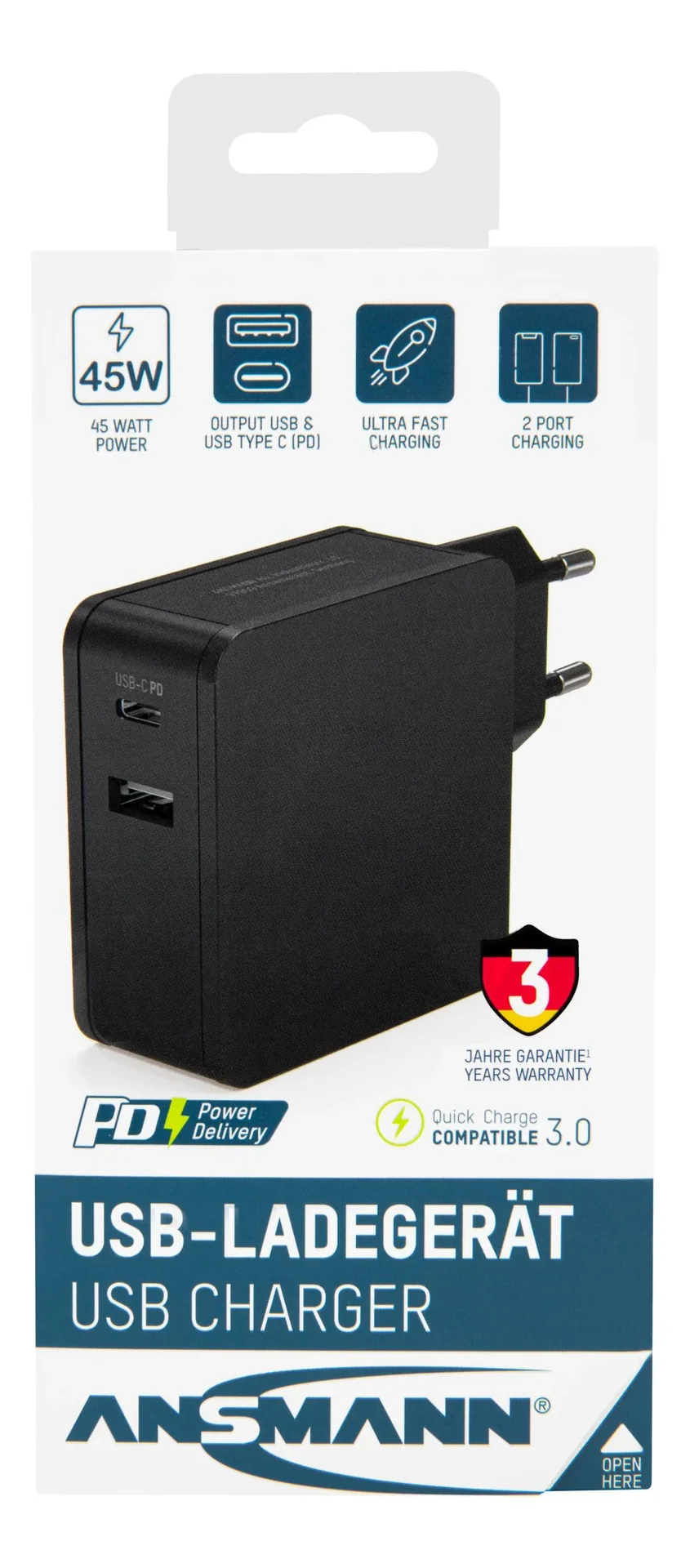 USB Ladegerät USB-A und USB-C mit 45 Watt - 1