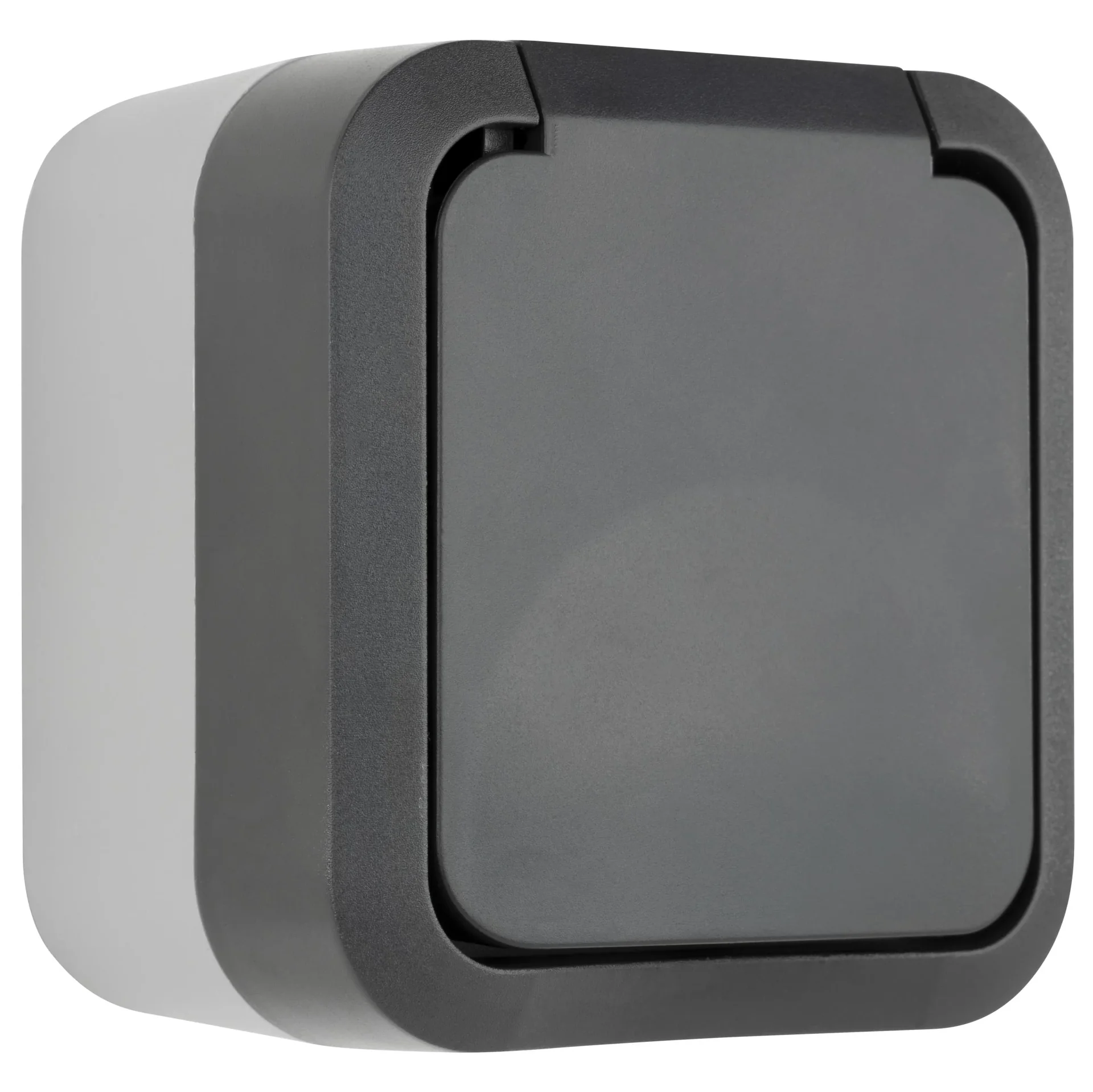 Aufputz-Feuchtraum Schutzkontakt-Steckdose mit Klappdeckel 1-fach IP55 - 1