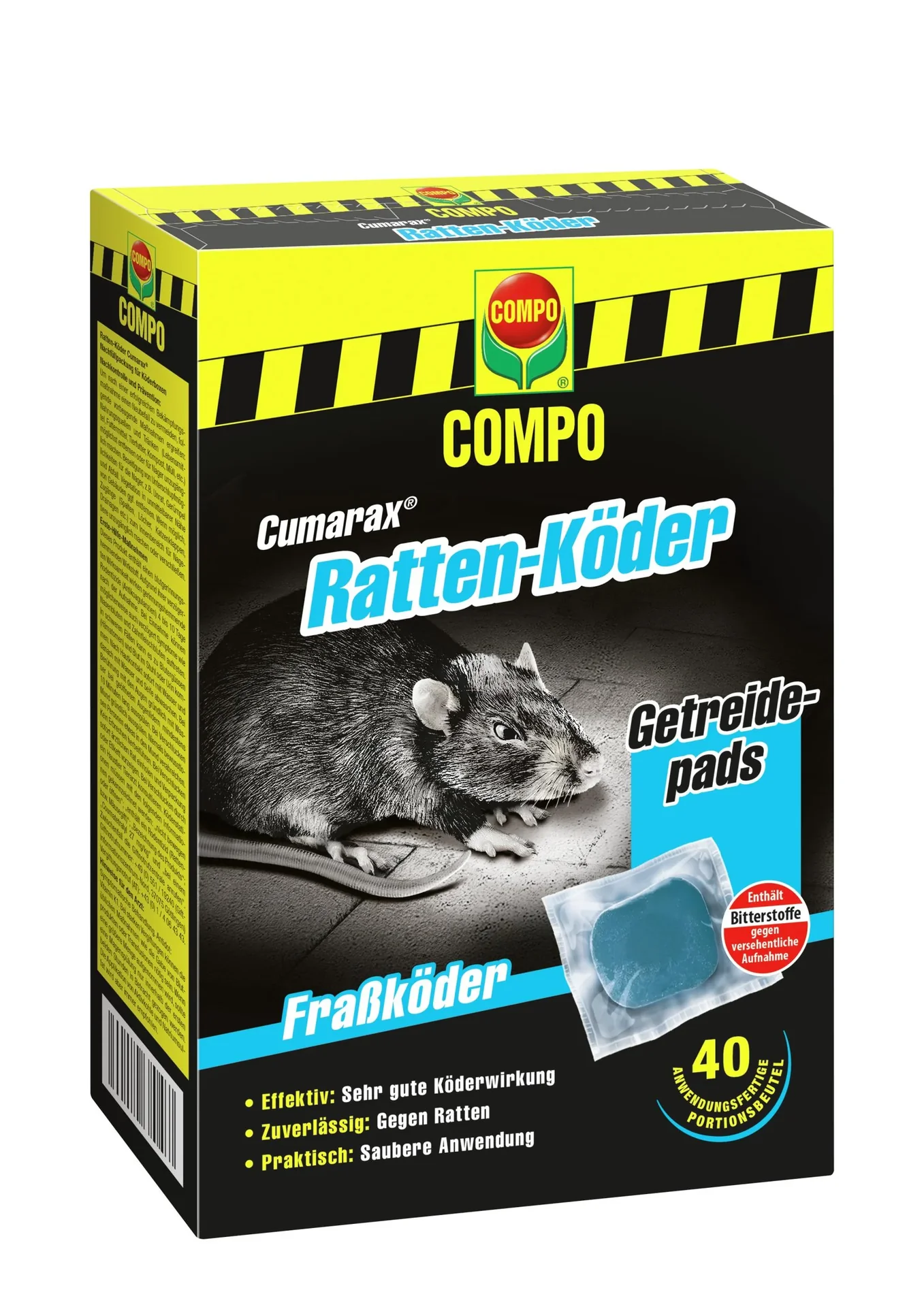Ratten-Köder Cumarax, anwendungsfertige Beutel, 40 x 10 g - 0