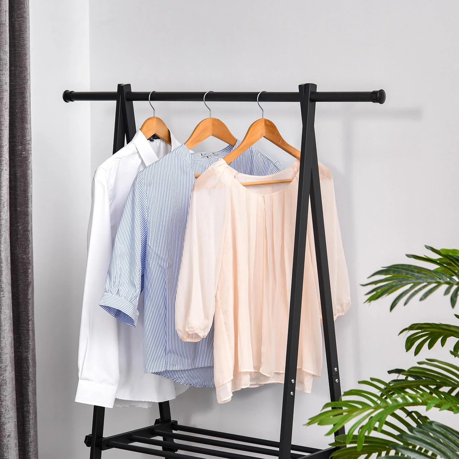 Garderobe mit Schuhablage, schwarz - 2