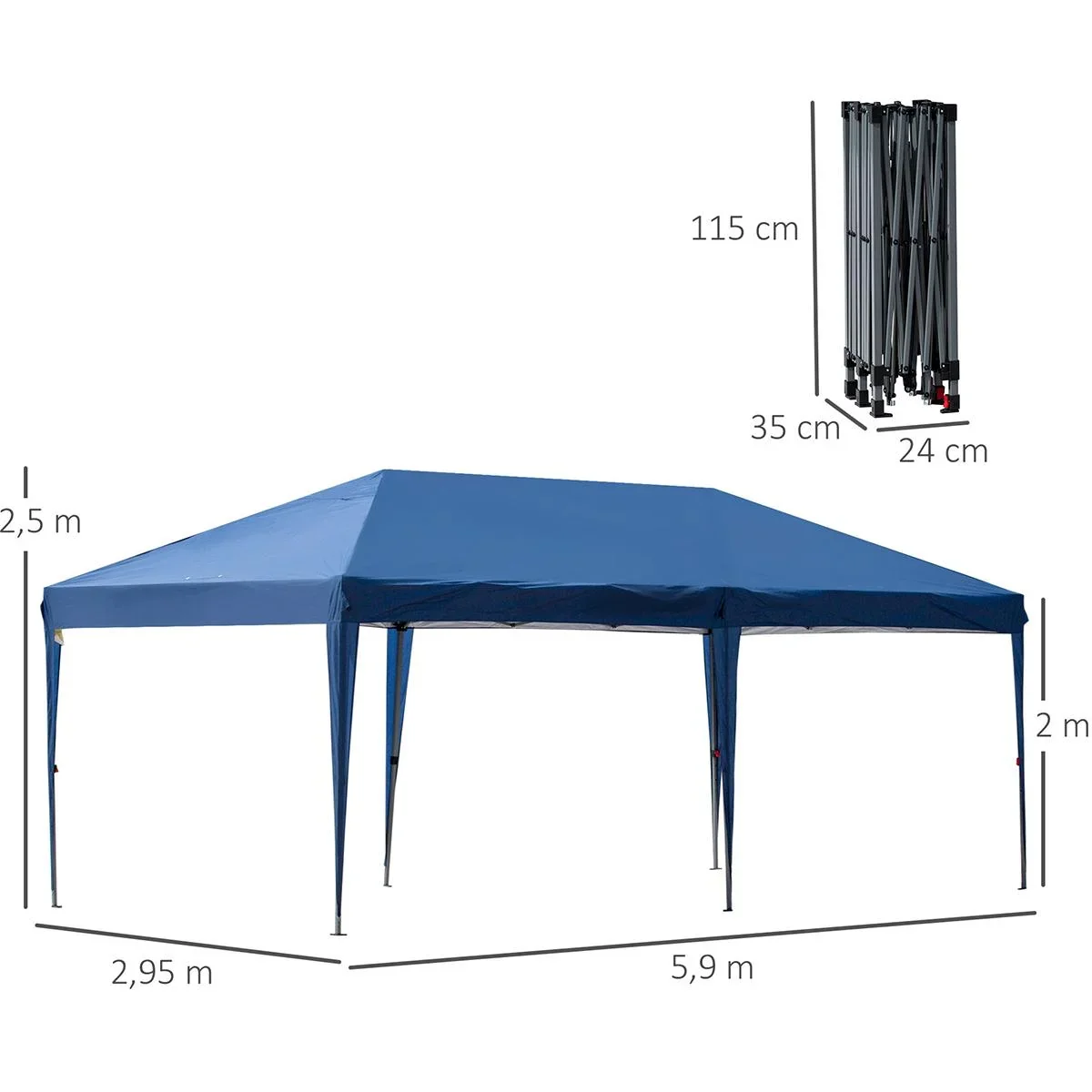 Pop-Up-Pavillon zusammenfaltbar dunkelblau - 5