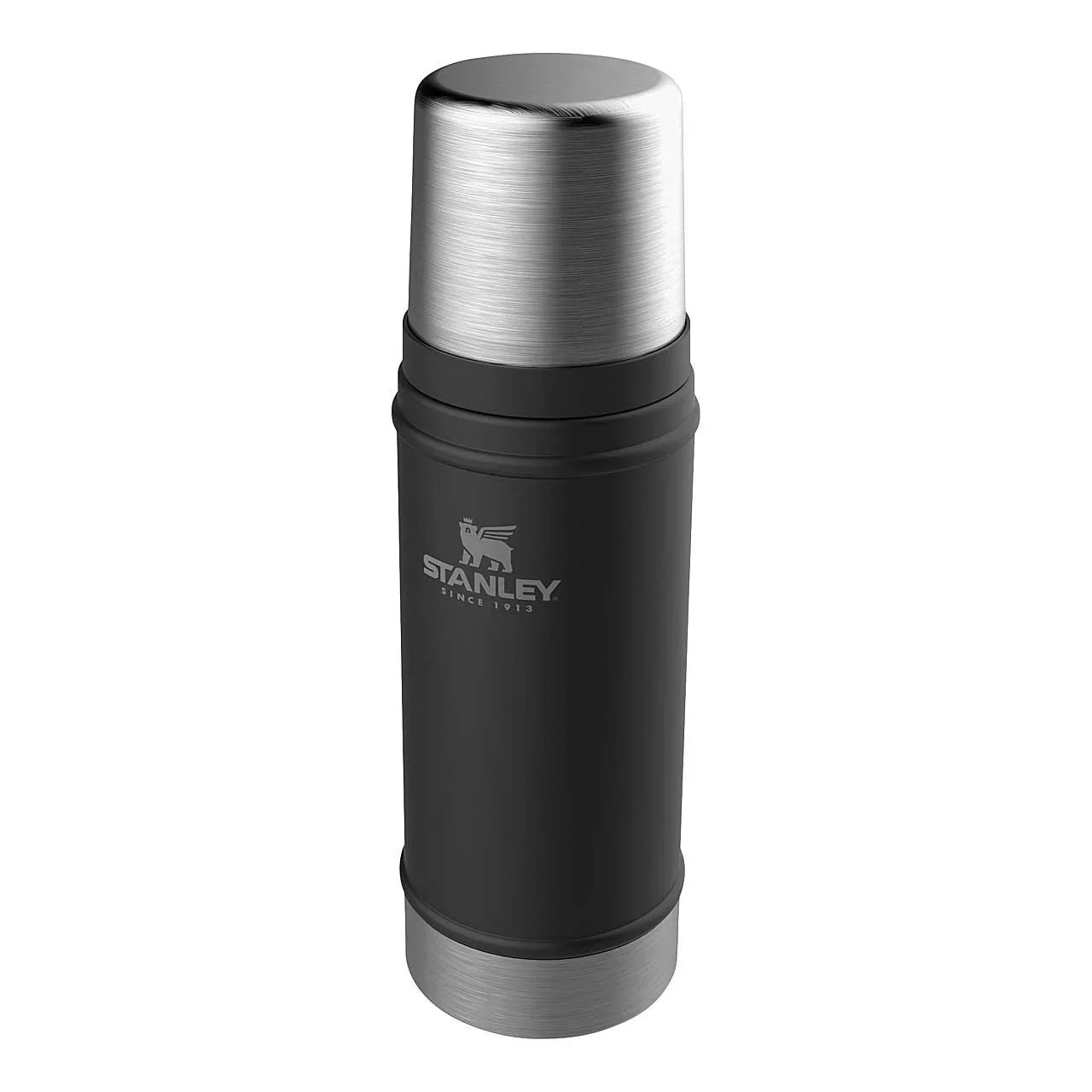 Classic Vakuum-Flasche 0,47 l, matt schwarz, doppelwandige Vakuumisolierung, Trinkbecher - 1