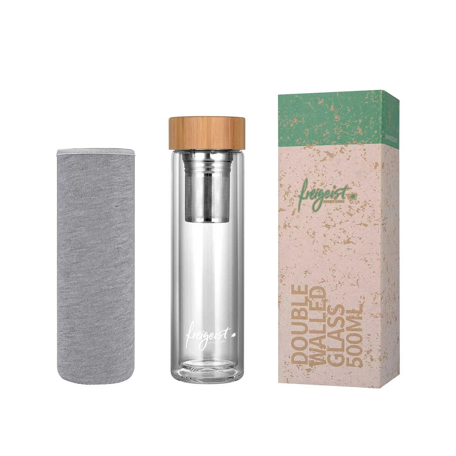 Teeflasche aus Glas, doppelwandig, 500 ml - 3