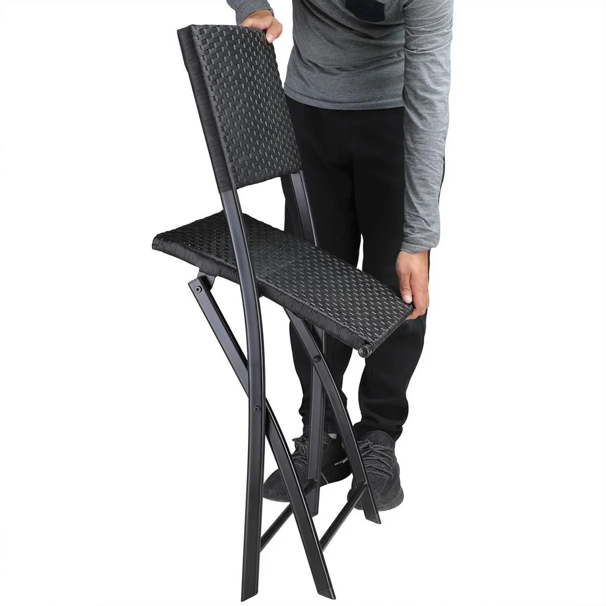 Klappstuhl Polyrattan 2 Stück - schwarz - max 120 kg - 43x49x81 cm - 0