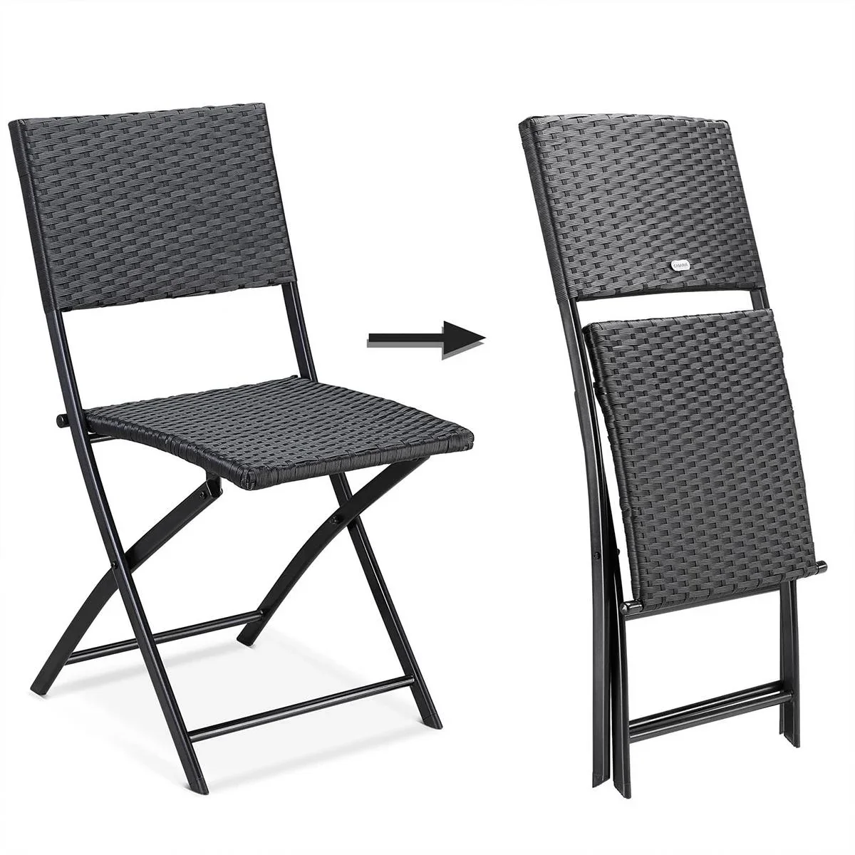 Klappstuhl Polyrattan 2 Stück - schwarz - max 120 kg - 43x49x81 cm - 3