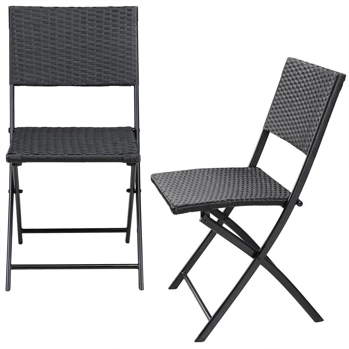 Klappstuhl Polyrattan 2 Stück - schwarz - max 120 kg - 43x49x81 cm - 4