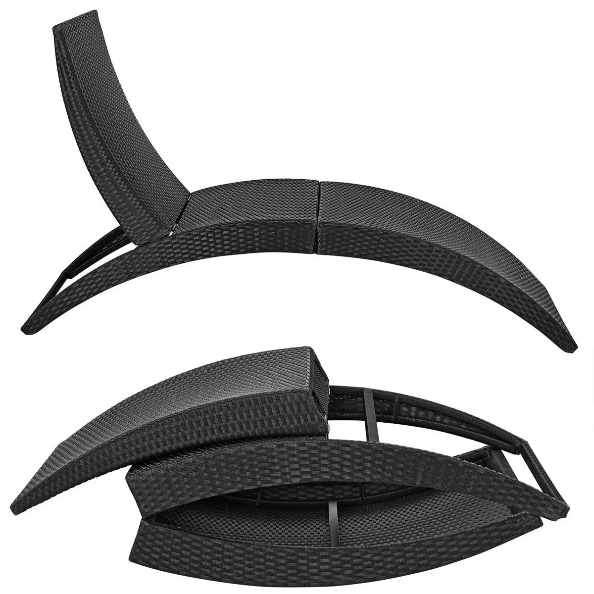 Liegestuhl 'Halfmoon' Polyrotan faltbar 200 x 64 x 95cm - 1