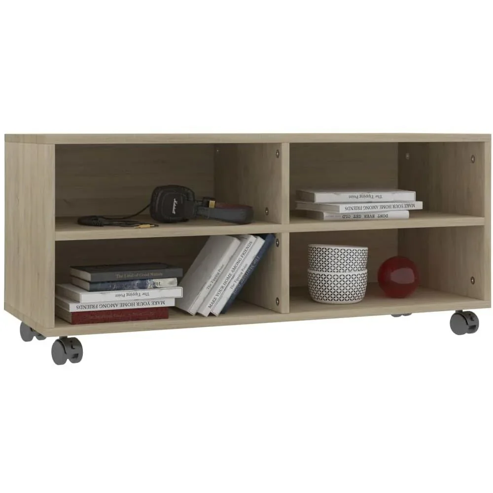 TV-Schrank mit Rollen 90x35x35 cm Spanplatte Sonoma-Eiche - 2