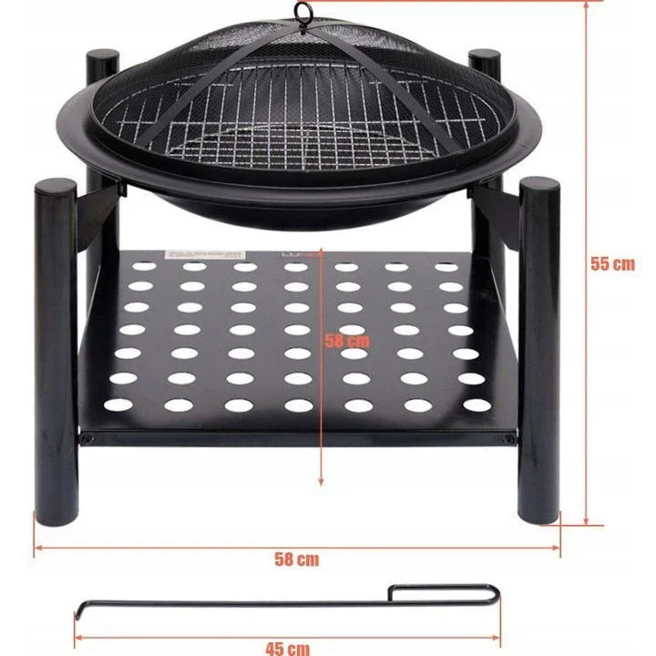 Feuerschale mit Grill - Durchmesser Gitter 50cm - 58x58x55cm - 0