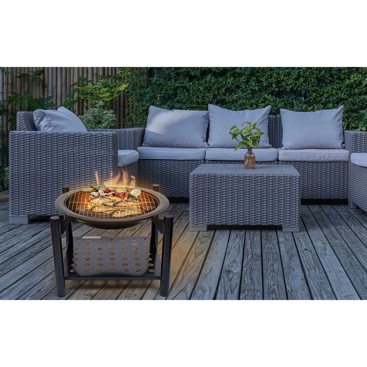 Feuerschale mit Grill - Durchmesser Gitter 50cm - 58x58x55cm - 3