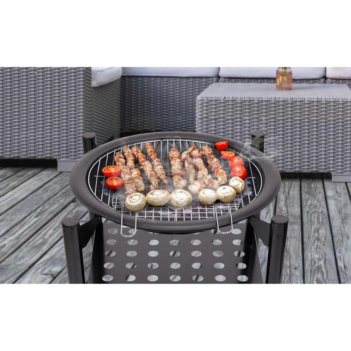 Feuerschale mit Grill - Durchmesser Gitter 50cm - 58x58x55cm - 6