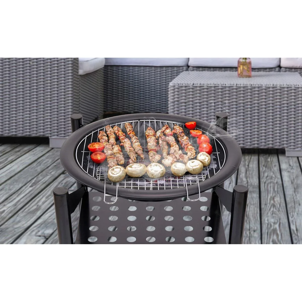 Feuerschale mit Grill - Durchmesser Gitter 50cm - 58x58x55cm - 6